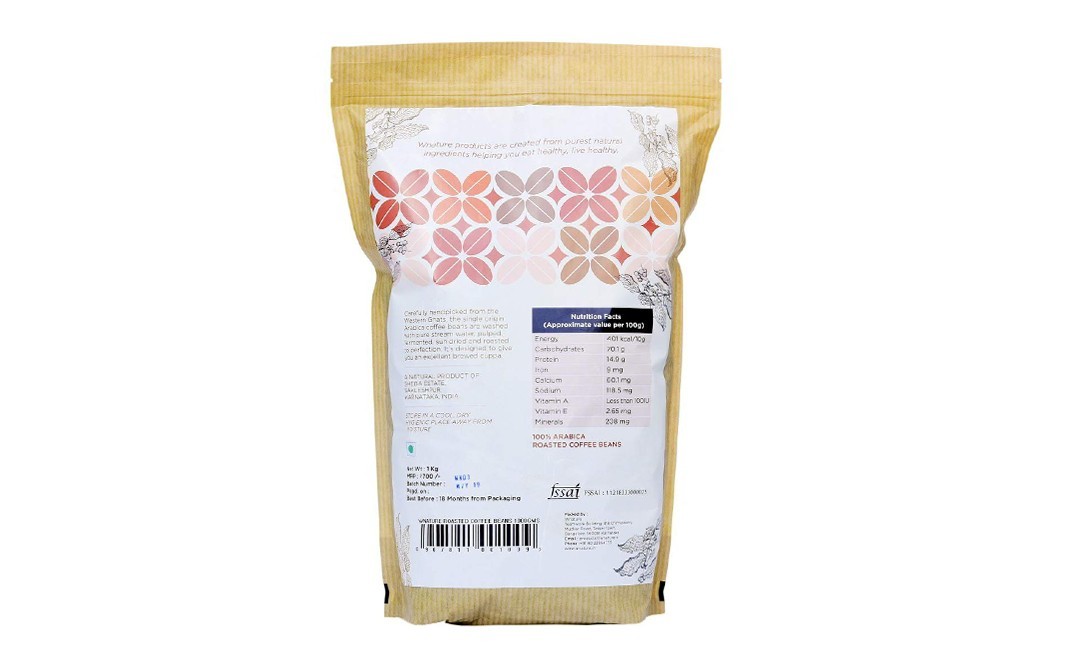 Wnature Coffee 100% Arabica Roasted Beans    Pack  1 kilogram